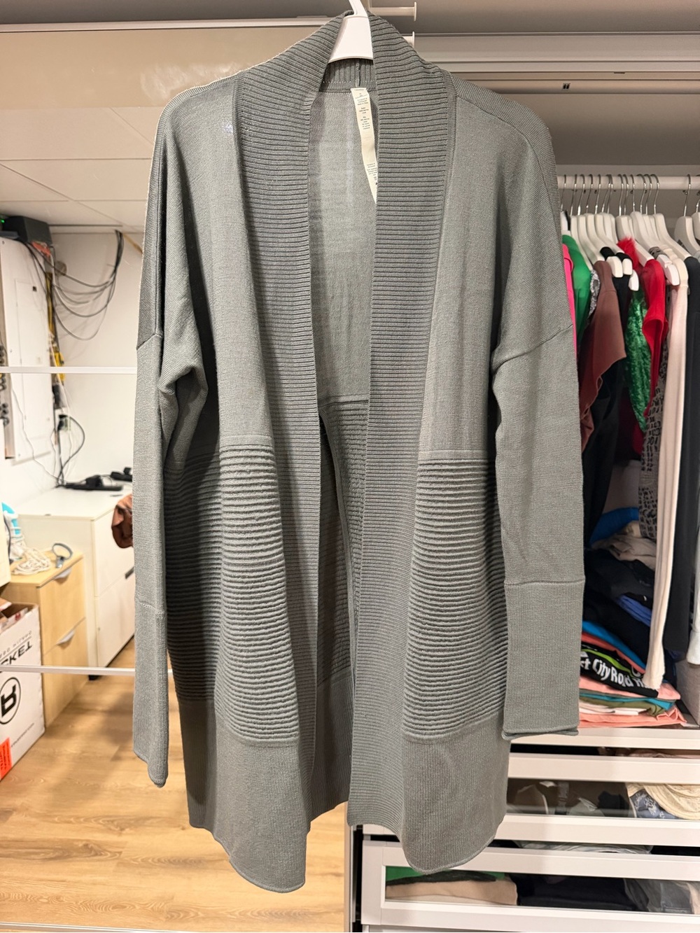 lululemon athletica Sit in Lotus Wrap Sage Gray Ribbed Duster Cardigan
